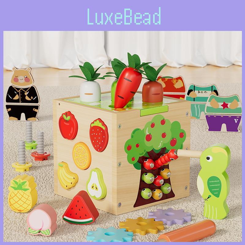 Wooden Toy Puzzle With Six Side Carrot Strawberry Early Learning Matching Shape