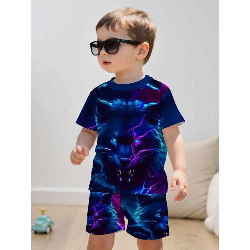 Summer Cartoon Creative Fun Pattern Children's Summer Fashion Comfortable Soft Breathable Short Sleeved Two-piece Set