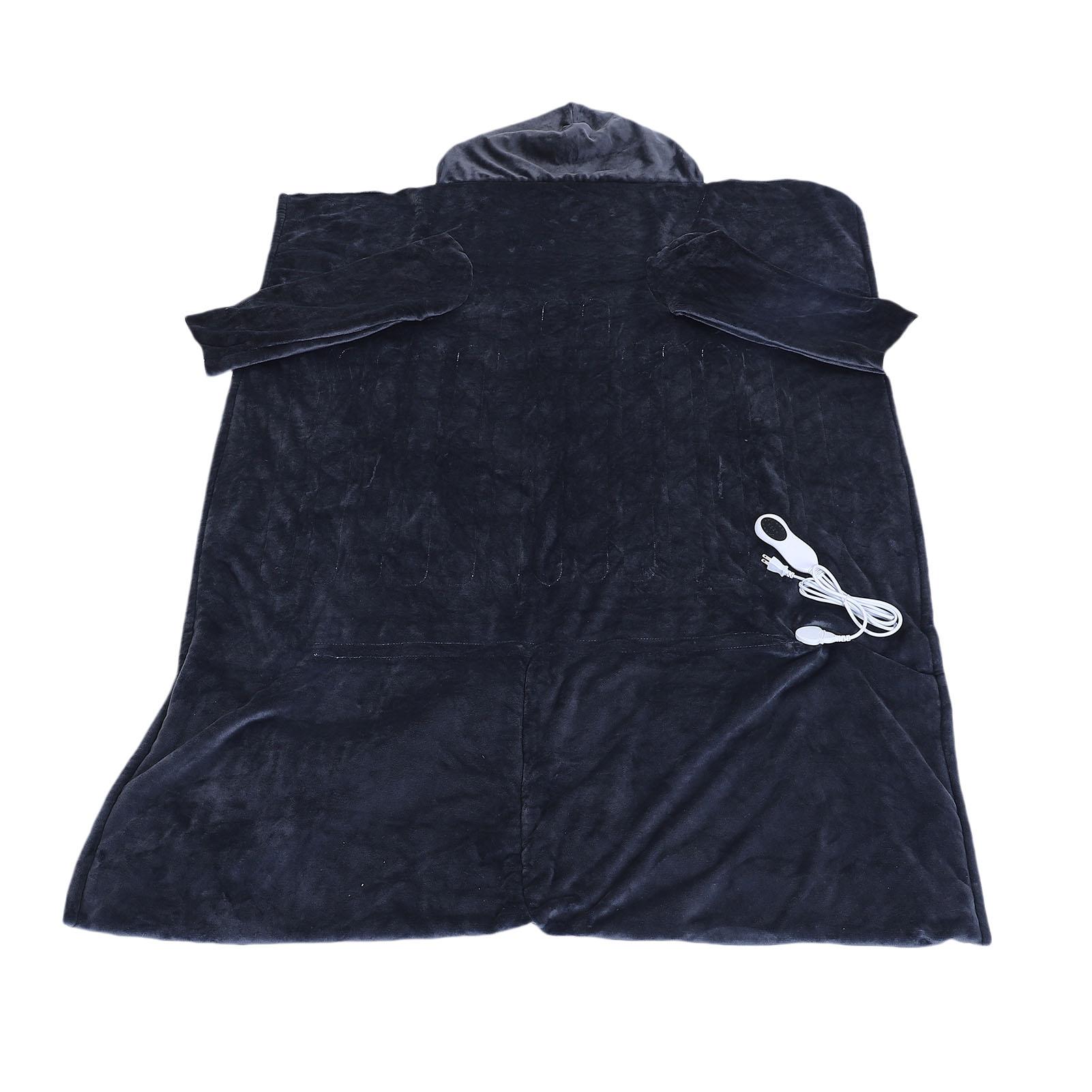 

Одеяло с подогревом с рукавами, капюшоном и для ног Фланель 10 уровней нагрева Электрическое носимое одеяло с 3 настройками времени для семьи 50 дюймов