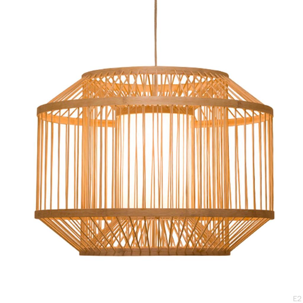 Bamboo Weaving LED Pendant Light, Hanging Chandelier Kitchen Ceiling Lamps Teahouse Hotel Decoration