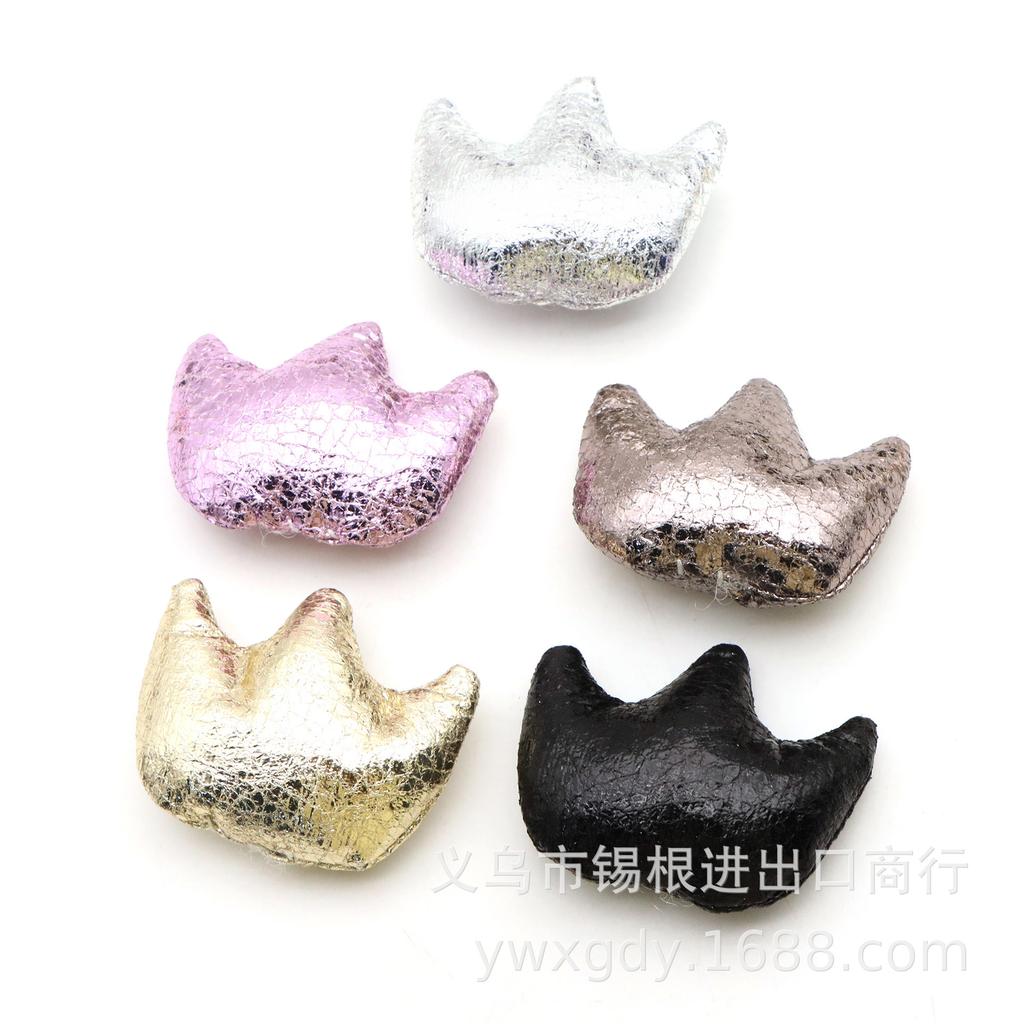 Crown Fabric Patch - Metal Crack Design, PU Cotton Filled, DIY Baby Headband Decoration
