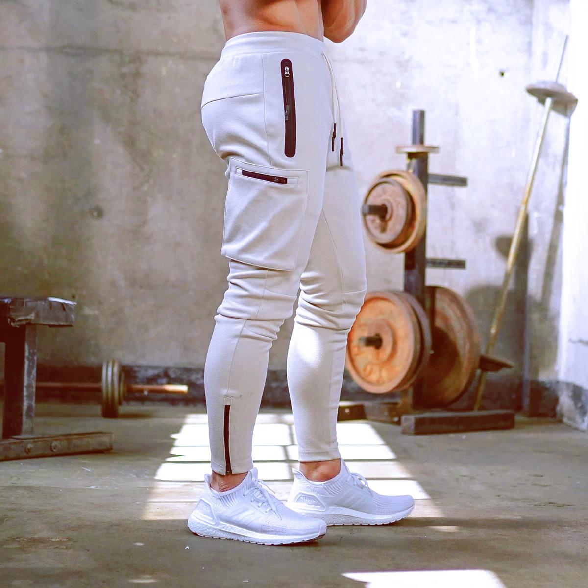 

Чоловічі спортивні штани Jogger Тренувальні штани для бігу Чоловіки Спортивний одяг для фітнесу Чоловічі штани-карго для тренувань Вузькі штани S білий