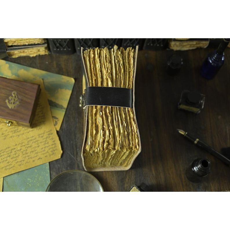 Bunny Rabbit Leather Grimoire Journal: Handmade Deckle Edge Notebook