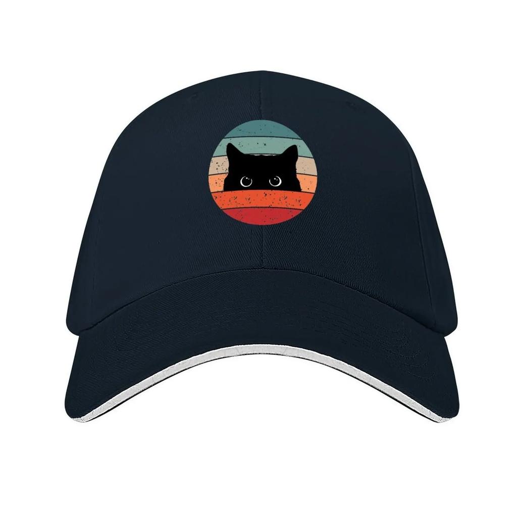 Black Cat Peeking Vintage Baseball Cap birthday sun caps Hat Man Luxury Snapback Cap Womens Beach Mens