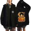 Unisex Harajuku Anime Print Zip-Up Hooded Fleece Lined Oversized Sweatshirt Teens Fall