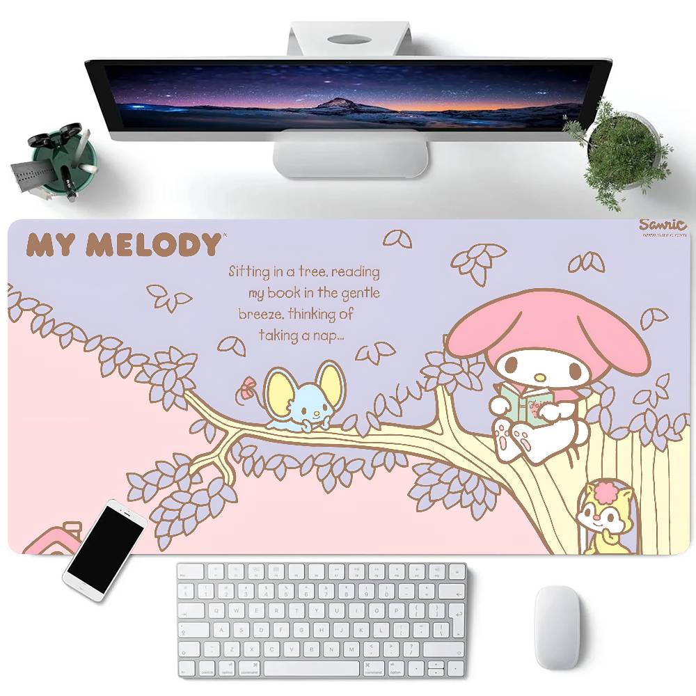 Cute Cartoon M-My Melody Mousepad Large Keyboard Desk Mat Gaming Mouse Pad LockEdge Non-slip Mat