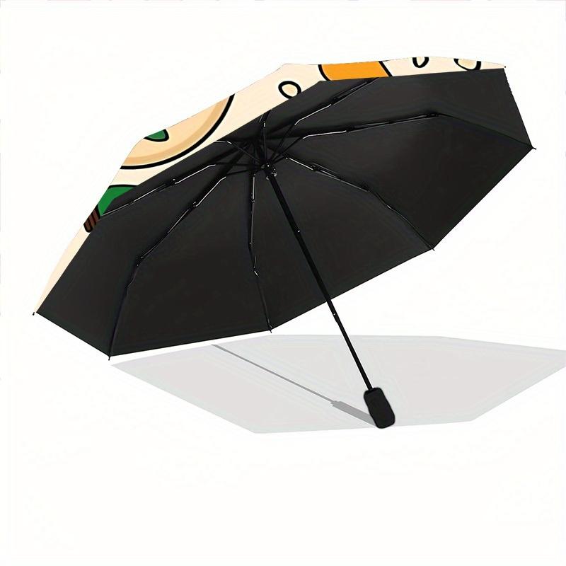 1pc Christmas Cookies Automatic Folding Umbrella - 8-Rib Iron Frame, Windproof, Portable Sunshade with Plastic Handle for Travel & Outdoor A