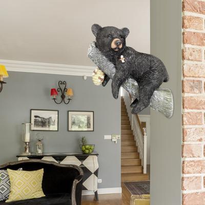Bear Statue Hand-Painted Tree Wrap Sculpture Easy Installation Whimsical Outdoor Resin Bear Sculpture
