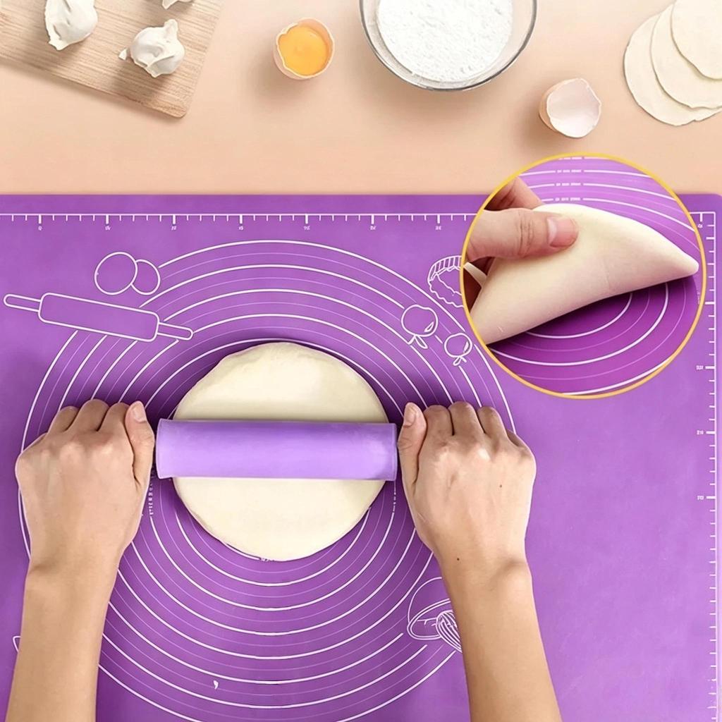Large Silicone Baking Mat, Extra Thick Non-Stick Dough Kneading Mat with Measurement Scale for Pastry, Pizza, Bread & Baking