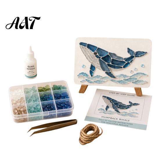 Set per Creare Decorazioni Costiere Fai da Te Mosaico Artistico con Vetro di Mare, Kit Creativo a Tema Animali Marini per Adulti Principianti, Pacchetto Materiali Fatti a Mano Casa Nautica