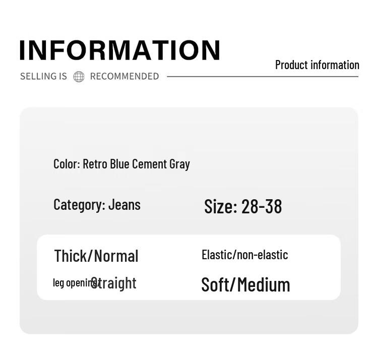 JEEP SPIRIT Men's Loose Straight High Street Denim Jeans