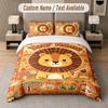 Lion Tiger Leopard Theme Custom Text Or Name 3Pcs Bedding Set 1 Flat Sheet & 2 Pillowcases Personalized Home Bedding