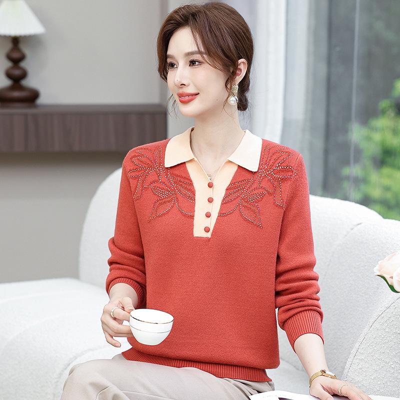 Winter Lapel Knit Sweater - 2024 Fashion for Middle-Aged & Elderly, Fleece-Lined for Autumn/Winter