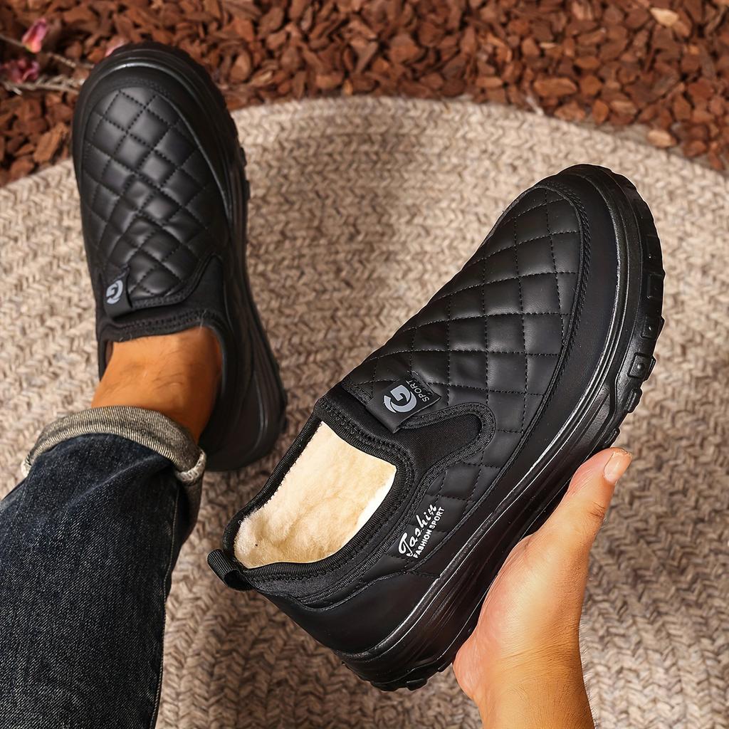 Men's Winter Warm & Comfortable SlipOn Snow Bootslike Soft Sole & Ankle-High Boot Design