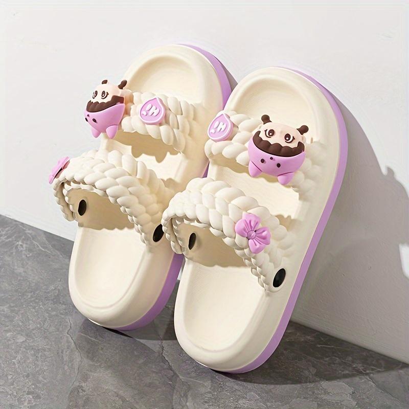 Summer Cute Flip-Flops for Women - EVA Heart Flower Sandals, Anti-Slip Quick Dry Bathroom Shoes for Pool/Beach