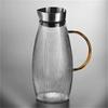 Large-capacity 1500ml Vertical Striped High Borosilicate Glass Cold Kettle Fruit Lemon Water Bottle Beverage Juice Drink Jug