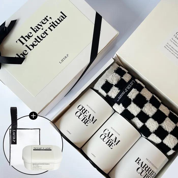 A composition cream that matches your skin condition, soothing barrier cleansing cube & signature hotel skin towel gift set