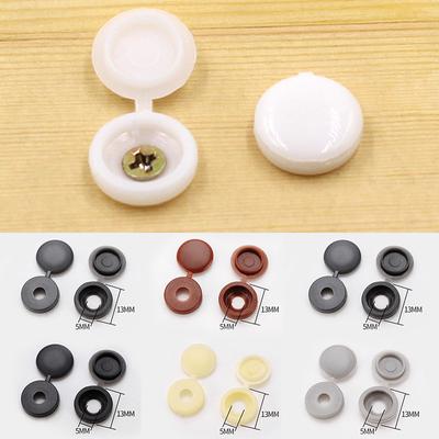 100Pcs Snap Buttons Covers Plastic Screw Caps Furniture Exterior Decor Colorful Hinged White