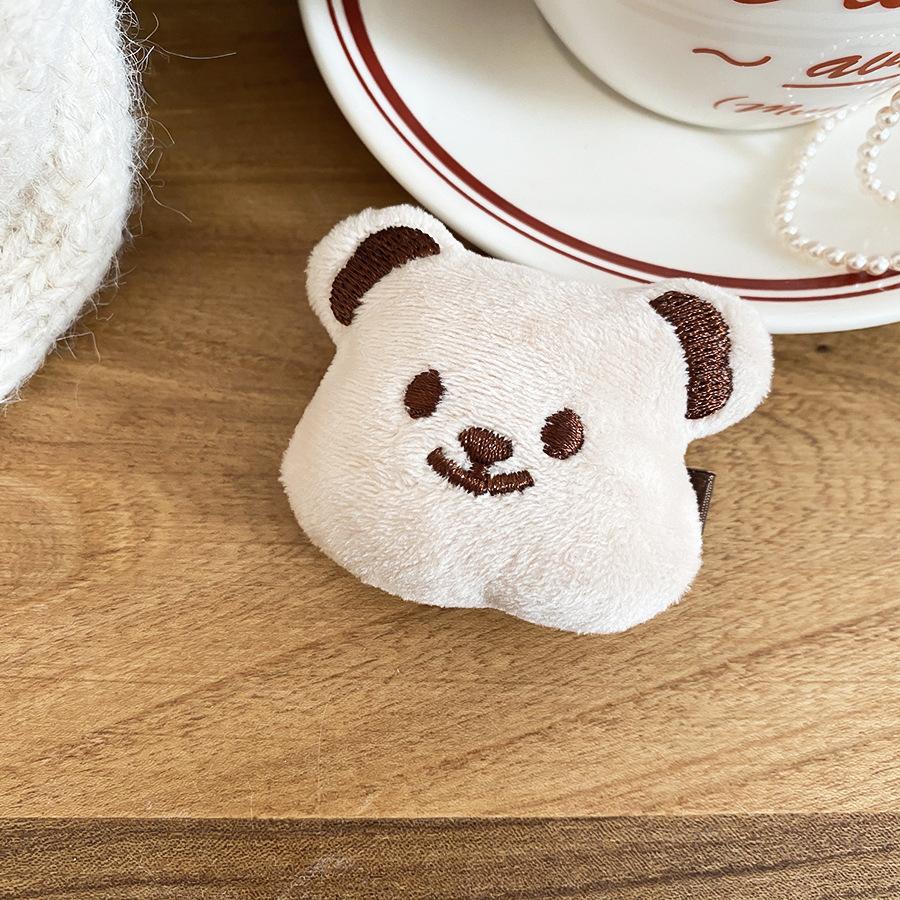 

Plush bear side hairpin cartoon creative daily versatile bangs clip duck bill clip hair accessories woman