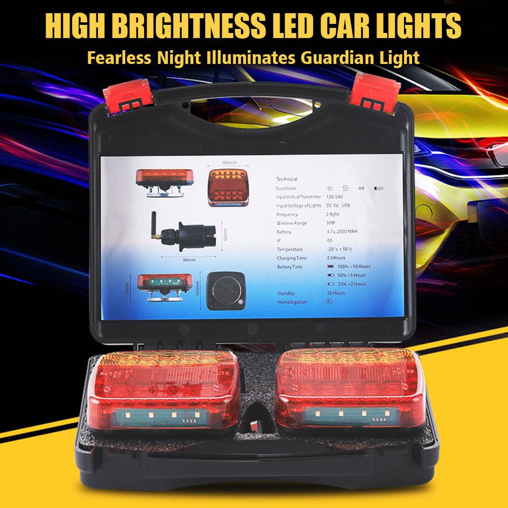 2pcs Wireless Magnetic LED Truck Trailer Tail Light Brake Light