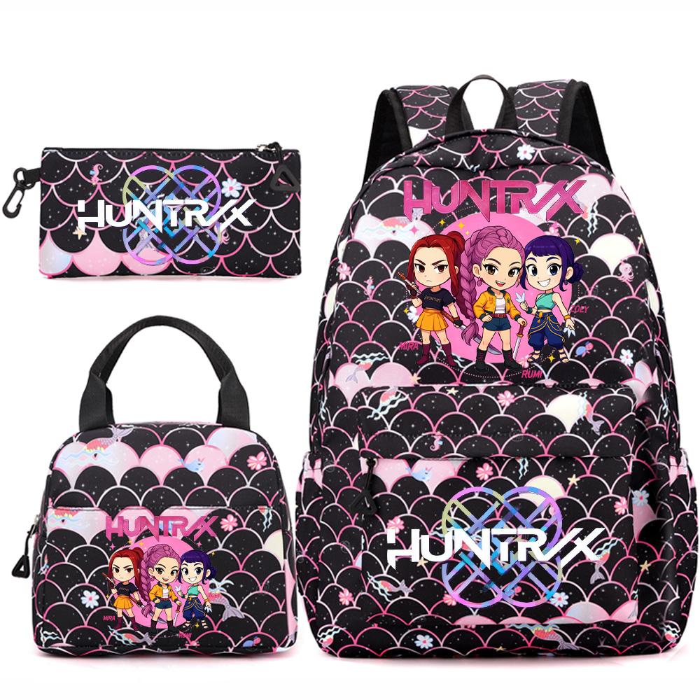 3Pcs/set Kpop Printed Backpack Handbag Pencil Case for Teenger Student Girl Boy Schoolbag Bookbag Large Capacity Travel Bag Kid Gift Mochila