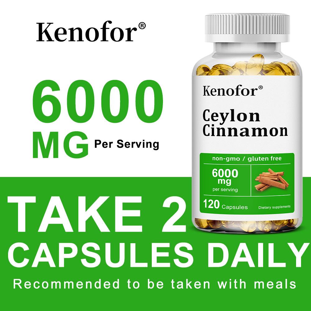 Ceylon-Zimt 6000 mg Nahrungsergänzungsmittel, 120 Weichkapseln pro Flasche