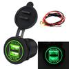 Waterproof Car Motorcycle Boat 4.2A Double Aperture USB Mobile Phone ChargerGreen DC1224V