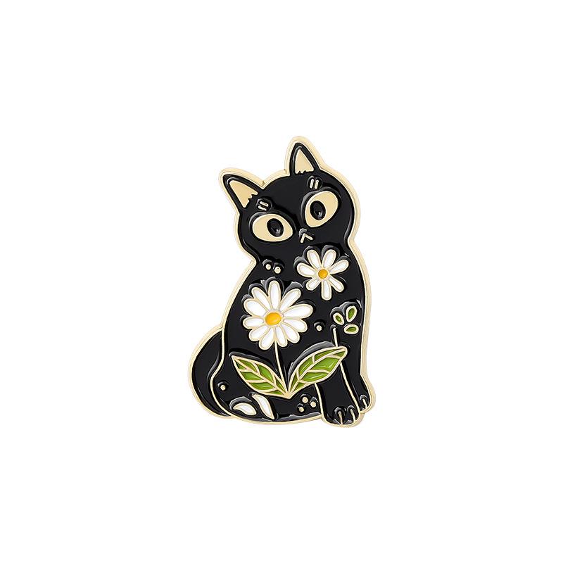 Cute Cartoon Animal Badge Series: Red Fox, Black Cat, Hedgehog Enamel Brooch Accessories