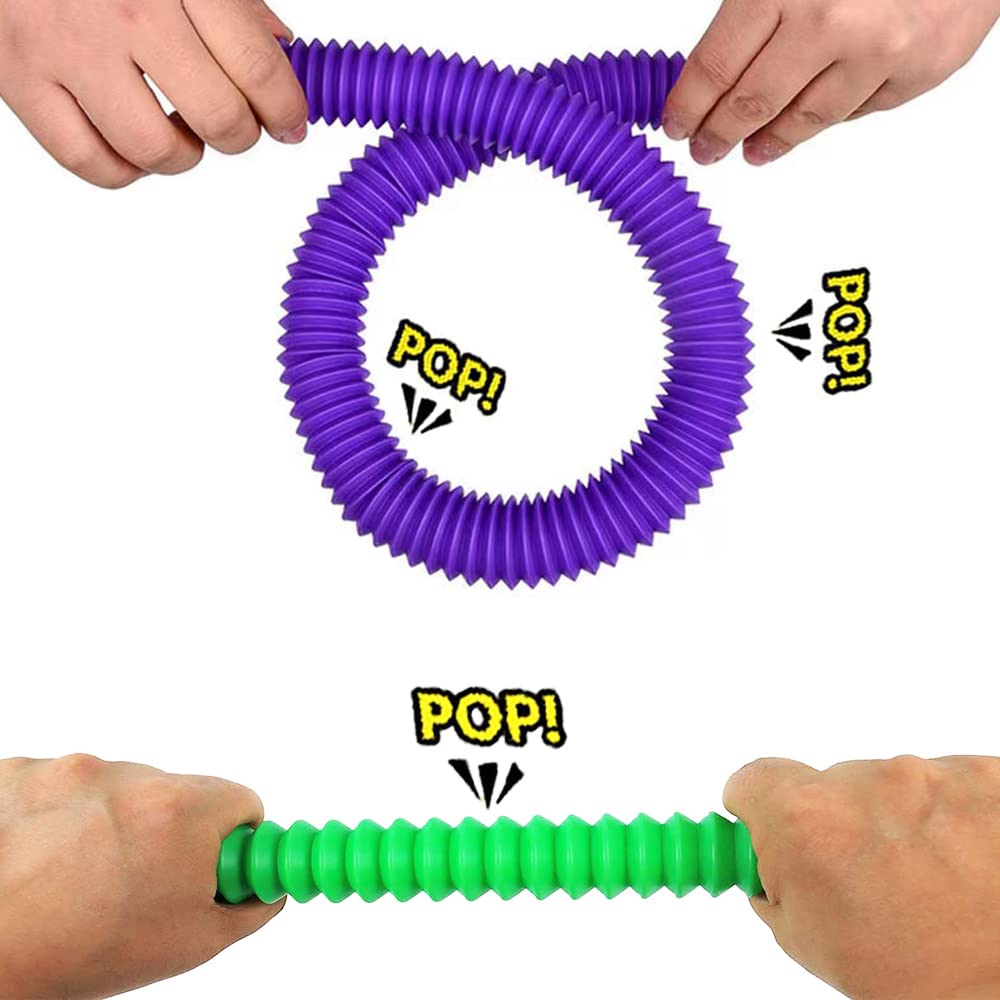 10/20/30 Pcs Pop Tubes, Fidget Tubes for Children and Adult Sensory Fidget Toy Set for Stress and Anxiety Relief Educational Toy