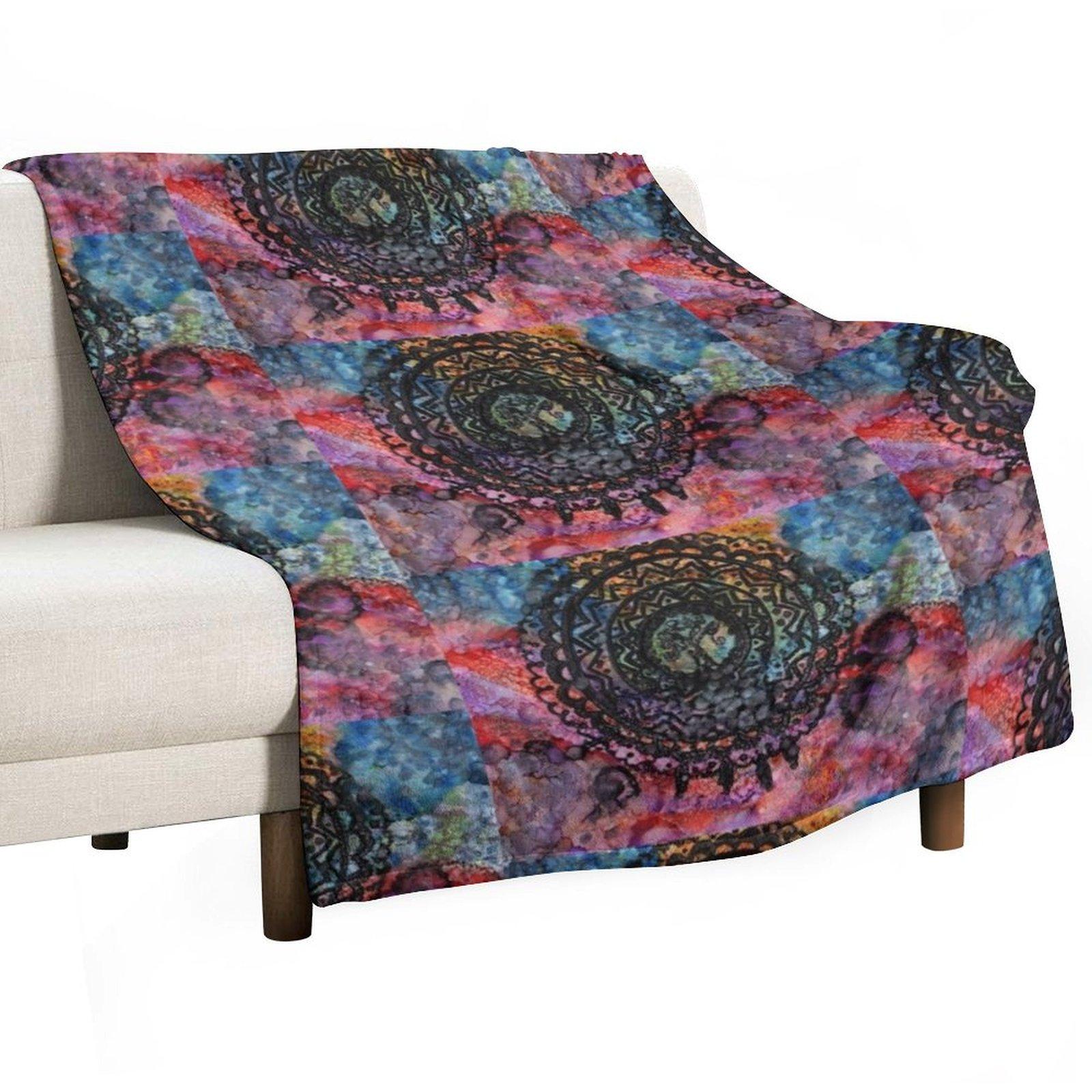 

Bohemian Mandala Throw Blanket for babies Flannel Fabric Stuffeds blankets and throws Blankets 30x40in