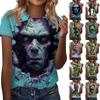 Women's Short Sleeve Crewneck T-Shirt with Halloween Print for Casual Daily Wear