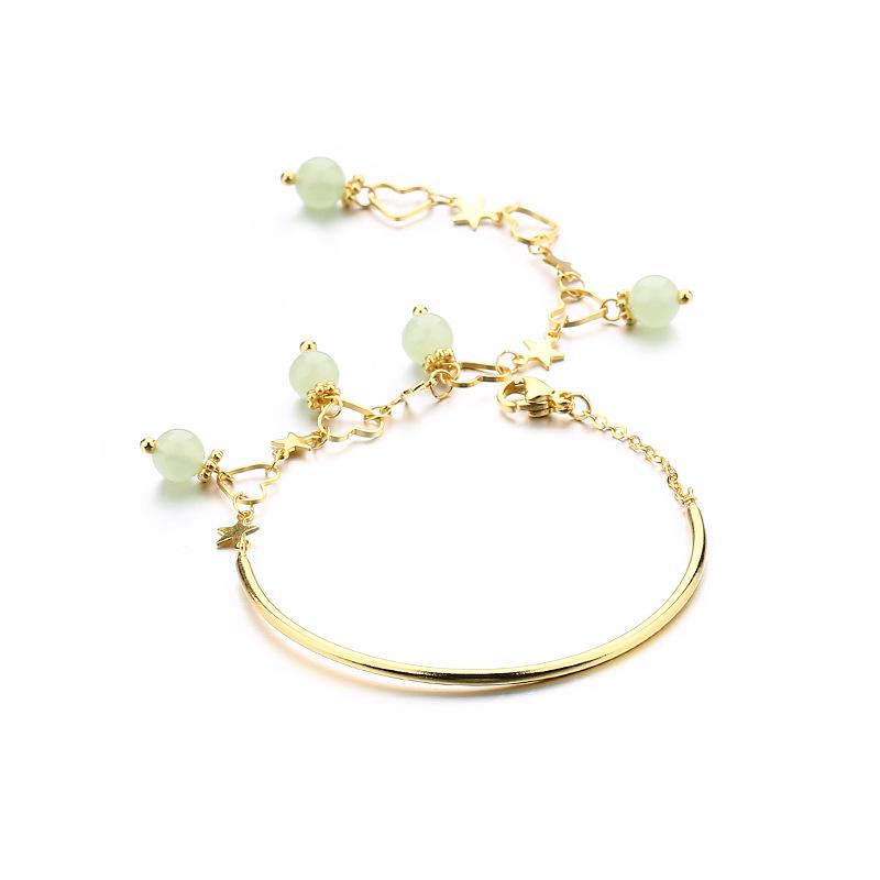 

Серебряный браслет S925, серебряный браслет со звездой Хэтянь, нефритовый браслет INS, индивидуальный универсальный маленький свежий полый браслет с кисточками из бисера любви