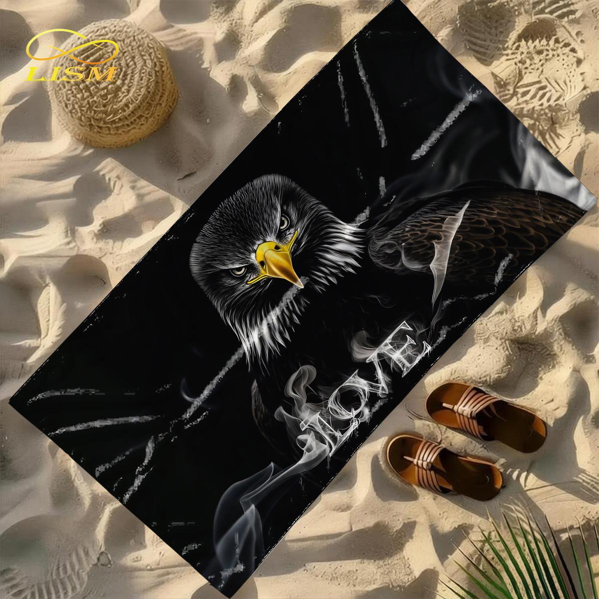 

Realistic Eagle Beach Towel, Majestic Bird Print, Quick Dry Microfiber, Oversized for Beach Pool, Gift for Wildlife Lovers W40*H60(CM)