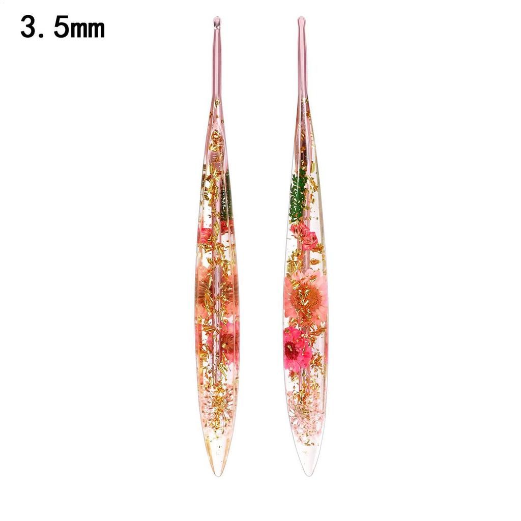Resin Crochet Hooks Set 9 PiecesStylish Floral Pattern Pretty Craft Yarn Weave Craft Art Yarn Crochet Hooks Kit For Blanket Doll