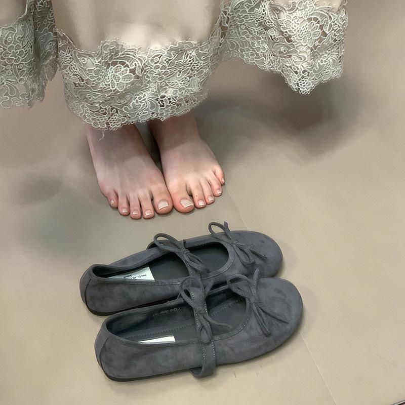 Evening wind flat-soled single shoes 2025 spring new ballet shoes French double bow Mary Jane early spring women's ladyshoes