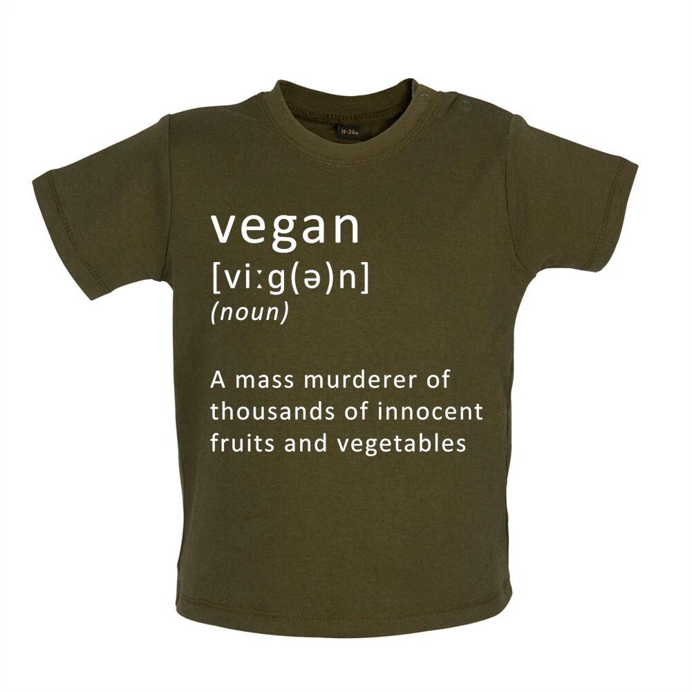Funny Definition Vegan Baby Kids Boys Girls Unisex T-Shirt / Babygrow Plant Based Vegetables Veganuary 100