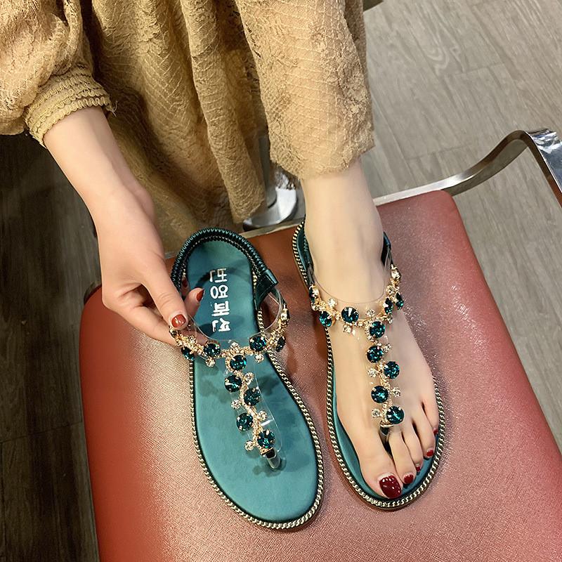 Bohemian Style Roman Sandals For Adults With Water Dazzle Stones And Nonslip Rubber Bottom