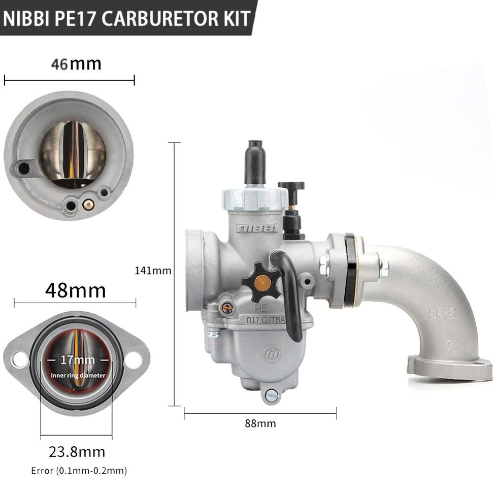 

NIBBI PE 17mm19mm24mm Flange Carburetor with Jets CNC Intake Elbow Manifold Set 2T 4T PitBike ATV Yamaha Motorcycle Accessories PE17mmFLSPKit
