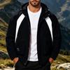 Men's Color-Block Windproof Outdoor Jacket with Removable Hood, for Hiking and