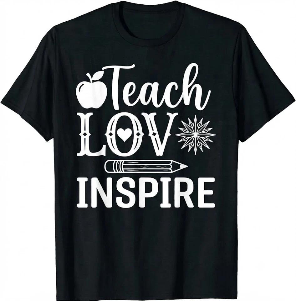 Teach Love Inspire Retro Teacher Kids Back To School T Shirt XL