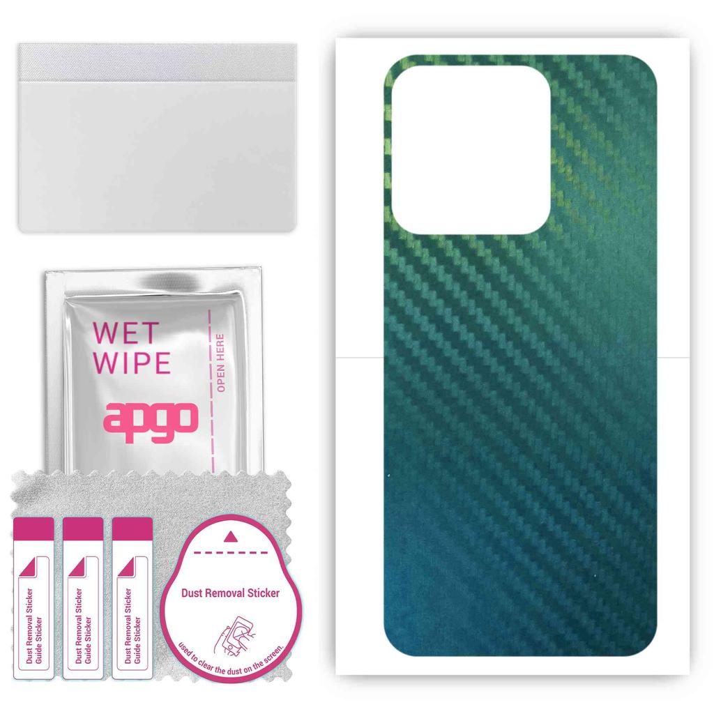 apgo Protective Skin Sticker for the Back Compatible with Tecno Spark 8, Wrap Film, Foil, Vinyl - Pattern Carbon Chameleon CAKA1