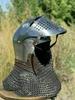 Medieval Bascinet Knight Helmet with Chainmail Steel Armor Visor LARP Reenactment Costume Headgear