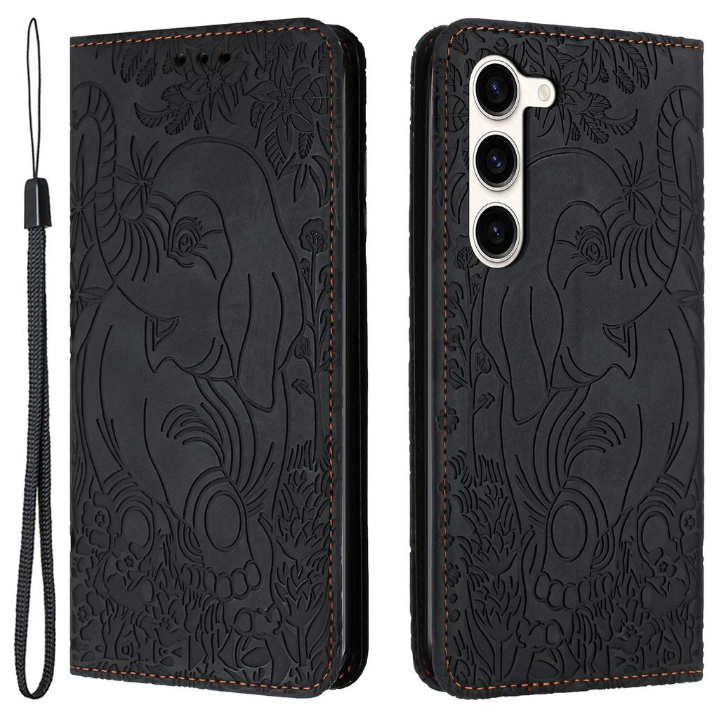 For Samsung Galaxy S23 Case Leather Magnetic Wallet Phone Cover Elephant Pattern