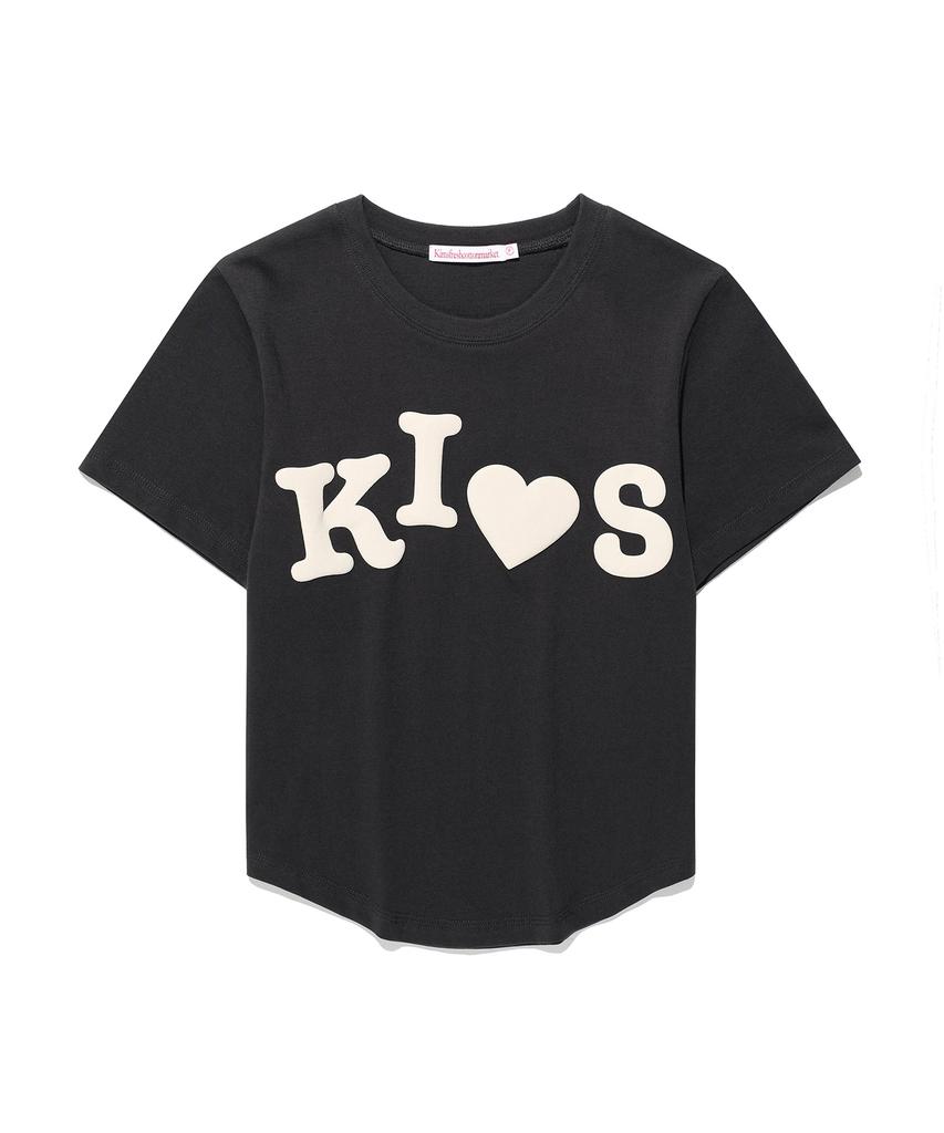 Kimseupeulesikoteunmakes Bumpy Kiss Logo T-Shirt Charcoal