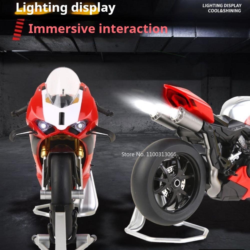 1:9 V4R 1299 Motorcycles Toy Models Cars Alloy Diecast Rubber Tires Motorcycle Light Sound Miniature Vehicles Interactive Toys