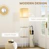 Modern Metal Floor Lamp with Shelves, 3 Layer Shelf Tall Standing Lamp with Fabric Lampshade, Pull Chain Switch for Living Room, Bedroom