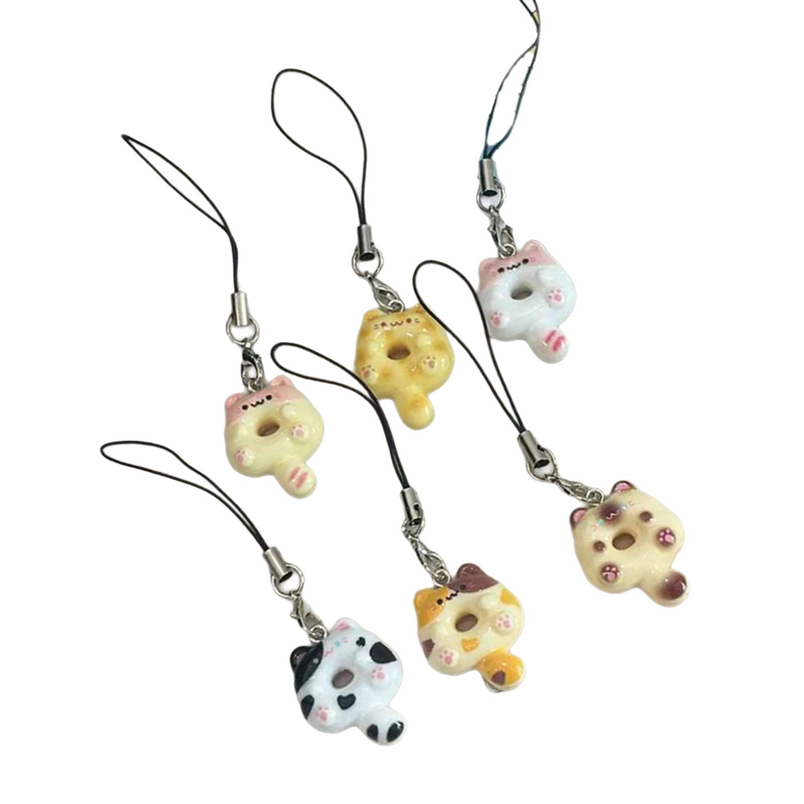 

Набор из 6 уникальных украшений для телефона, кошки, аксессуары для сумки, модный брелок для ключей, текстура смолы, подходит для художественных экспозиций 2