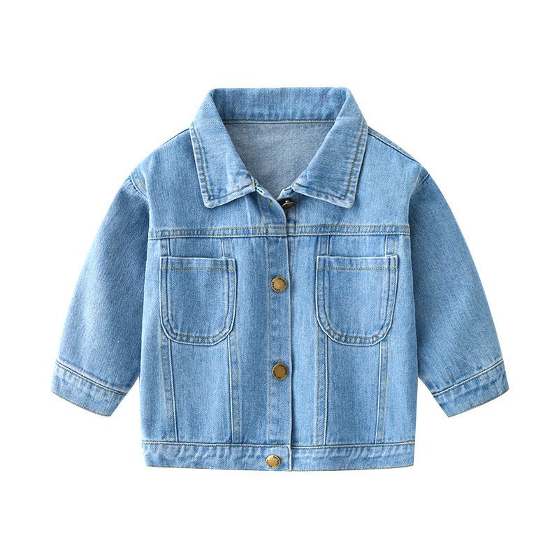 Spring and Autumn Boys' Denim Children's Clothing Lion Jacket Casual Toddler Tops Boys' Turn-Down Collar Clothes