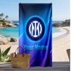 Inter Milan Personalized Printed Beach Towel Soccer Logo Support Custom Name Text Absorbent Towel For Sport Travel Special Gift