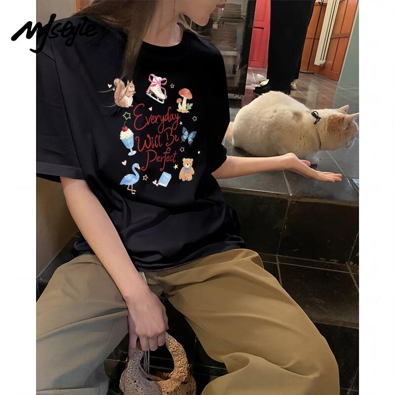 MJ STYLE Women's Round Neck Cotton Short Sleeve T-Shirt